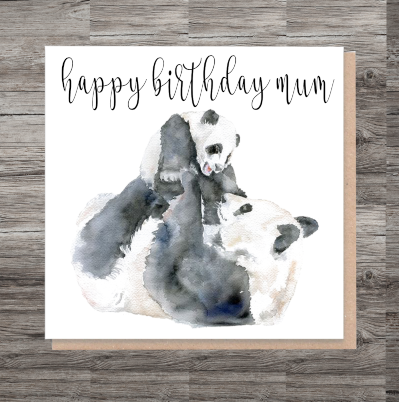 Mum Birthday Card, Panda Birthday Card, Card for Mum